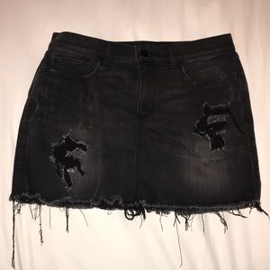 Express Black Distressed Mini Skirt